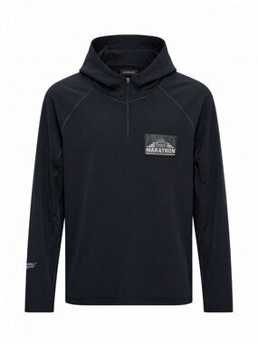 Merino Men's Performance Hoodie S Black Wool Striped